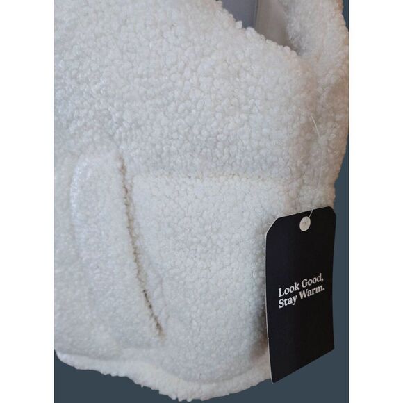 White Sherpa Fleece Vest With Pockets fairycore angels cottagecore boho chic - Picture 2 of 7